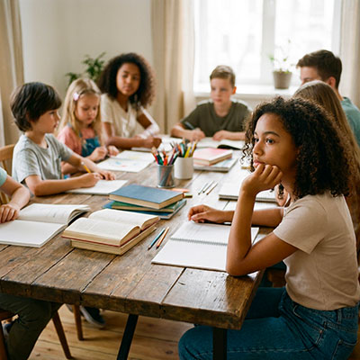Bambini impegnati in un'attività educativa